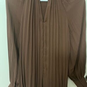 Brown Pleated Blouse